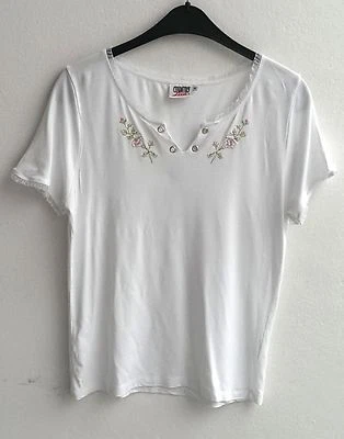 Damen Trachten Shirt weiß m. Stickerei Gr. S, M v. Country Line - Bild 1 von 3