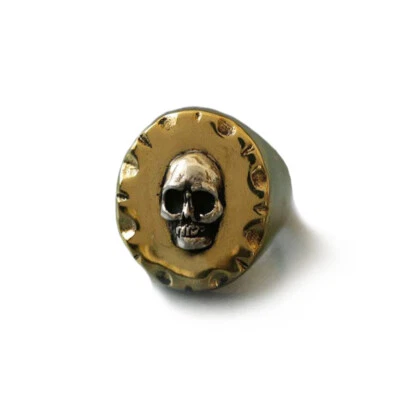 Anillo Motociclista Mexicano Calavera Cruz De Colección Plata Latón Hombres Pirata Capitán Marinero Foto 1 de 4