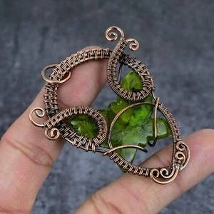 Peridot Gemstone Copper Wire Wrap Jewelry Pendant 2.76" Gift for Her P040 - Picture 1 of 5