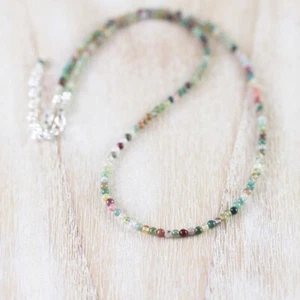 A++ Dainty Agate Smooth Round Gemstone Beads Women Choker Handmade Necklaces 18" - Picture 1 of 16