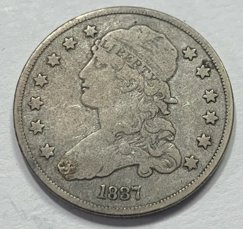 Better Grade 1837 Silver Capped Bust Quarter. #161 Cover