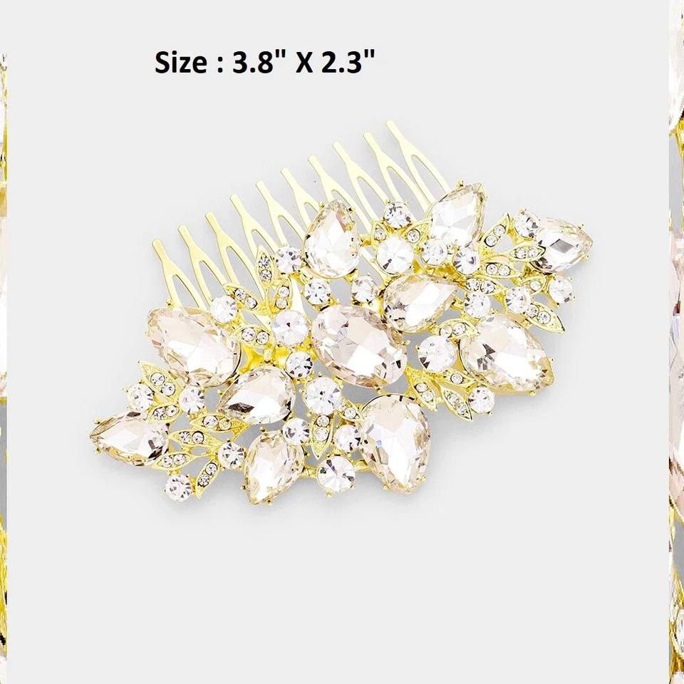 Pente de cabelo em bastão cristal strass festa de casamento coquetel galho folhas - Imagem 1 de 1