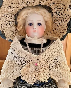 17 1/2 Antique French Fashion Doll Poupee Barrois Blampoix Bisque Arms ~ Jumeau - Picture 1 of 24