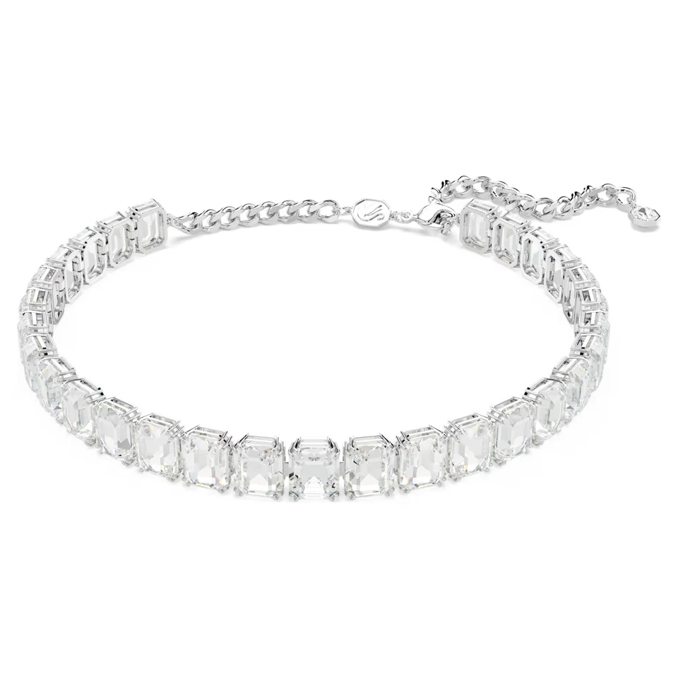 Swarovski Millenia Octagon Crystal Choker Necklace in Rhodium Plated