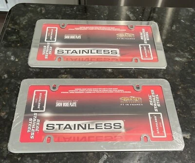 (2) Cruiser 21110 UNIVERSAL WIDE BORDER Stainless License Plate Frame - Image 1 of 3