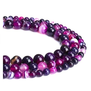 100PCS Natural Stone Beads 8mm Purple Agate Round Loose Beads Crystal Energy ... - Picture 1 of 5