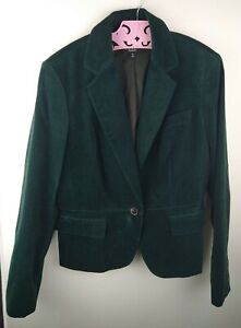 Talbots Velvet Kate Fit Blazer Hunter Emerald Green Size 10 Stretch