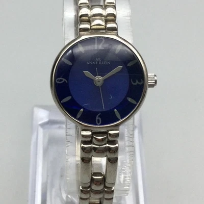 Reloj Anne Klein Mujer Plateado Esfera Azul 20mm Acero Inoxidable Batería Nueva 6" Foto 1 de 4