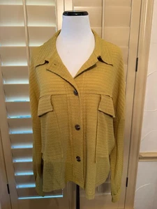 Women's Soft Ribbed Knit Shacket Medium Mustard New - Picture 1 of 3