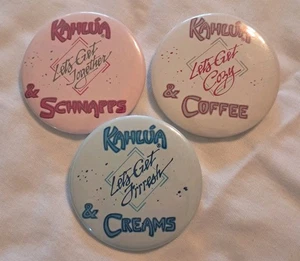 3er Set Vintage Kahlua Pinback Buttons (Q) - Bild 1 von 3