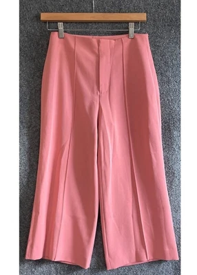 Pantalones Alice + Olivia 0 Dylan Cintura Alta Pierna Ancha Recortados en Rosa Stacy Bendet NUEVO Foto 1 de 4