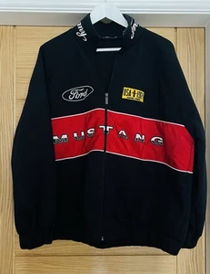 FORD MUSTANG Zara oversize bomber jacket embroidery patches black - sz M L NEW - Picture 1 of 5