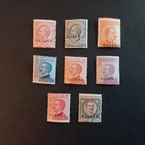 COLONIE ITALIANE - SASENO 1923/ EFFIGIE, SERIE DI 8 VALORI INTEGRI MNH** - Imagen 1 de 2