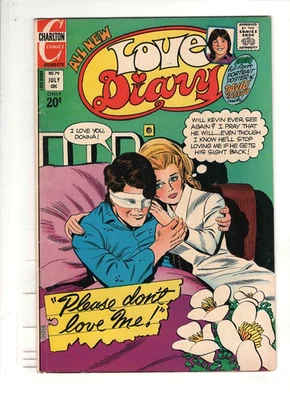 LOVE DIARY #79 F/VF, blind man cover & art,  David Cassidy pinup, Charlton 1972 - Image 1 of 2