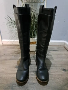 Frye Paige schwarzer hoher Lederreitstiefel zum Überziehen Größe 9B 77535 - Bild 1 von 13