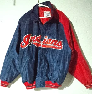 Vtg Cleveland Indians Jacket Mens Xl Starter Red Blue Diamond Collection * - Imagen 1 de 14