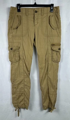 Calvin Klein Jeans Women’s Cargo Pants Size 6 Khaki Drawstring Hem Pockets - Image 1 of 4
