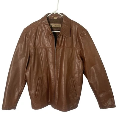 Columbia Sportswear Mens Brown Leather Full Zip Jacket Quilted Classic Size XL￼ - Image 1 of 4