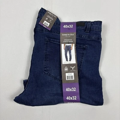 Kenneth Cole New York Mens Straight Fit Jeans Stretch Medium Blue 40x32 - Image 1 of 2