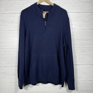 LL Bean Herren Gr. XL - REG Wicked Soft 1/4 Zip Baumwolle Kaschmir Pullover Navy Blau - Bild 1 von 4