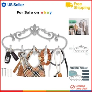 Cast Iron Wall Hanger Rustic 5 Hooks Heavy Duty Organizer for Keys Towels Clo... - Picture 1 of 9