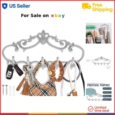 Cast Iron Wall Hanger Rustic 5 Hooks Heavy Duty Organizer for Keys Towels Clo... - Image 1 of 4