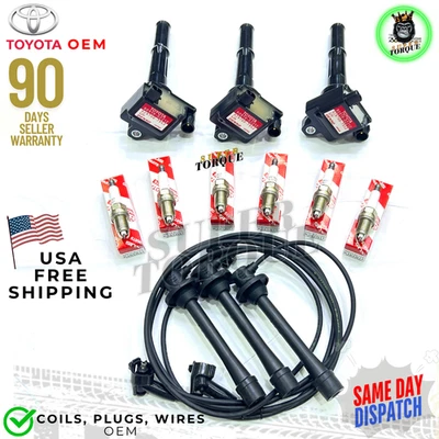 OEM Ignition Coil & Spark Plug & Wire Set of 3 for Toyota TACOMA TUNDRA 3.4L V6 - Image 1 of 4