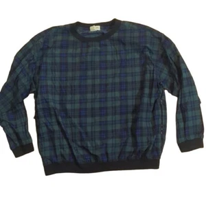 Izod wind shirt vintage plaid L large blue green golf shirt - Picture 1 of 9