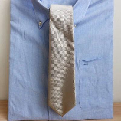 Corbata de sarga para hombre gris liso acanalado boda vestido formal TRADICIONAL MEJOR CORBATA Foto 1 de 4
