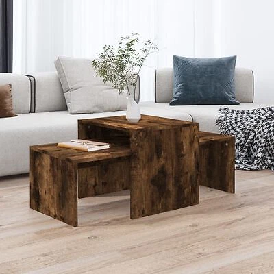  Rustic Industrial Wood Coffee Table for Living Room Smoked Oak 2tables design - Image 1 of 4