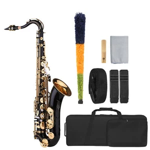 B-flat Tenor Saxophone Bb Black Lacquer Sax with Instrument AUS I6S6 - Picture 1 of 8
