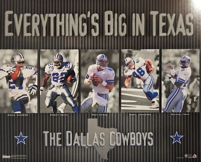 VINTAGE POSTER ~ Dallas Cowboys Everything's Big In Texas 1998 Costacos #6331 ~ - Image 1 of 4