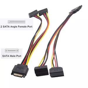 100x SATA 15pin Male to Dual 15pin Female Angle Hard Disk Power Y Splitter Cable - Picture 1 of 12