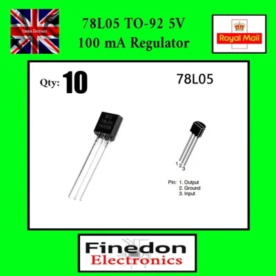 10 x 78L05 LM78L05 5 volt 100mA Linear Positive voltage regulator TO92 UK Seller - Image 1 of 2