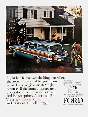 Реклама автомобиля Ford Falcon Squire винтаж 1964 Charlie Brown Peanuts - Изображение 1 из 2