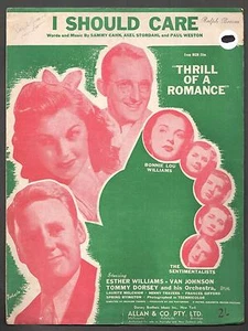 VINTAGE I SHOULD CARE SHEET MUSIC, 1944, SINGER ESTHER WILLIAMS, VAN JOHNSON - Picture 1 of 3