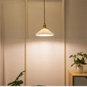 White Ceramic Brass Pendant Lights Bedroom Bedside Hanging Lamp Fixtures Lamp - Picture 1 of 6