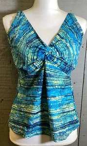 skirt tankini SUNSETS  2 piece swimsuit bikini sz top 34C Blues Twist Front Bra - Picture 1 of 10
