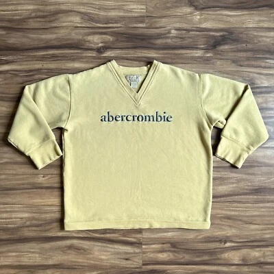 Sudadera para mujer Abercrombie & Fitch mediana amarilla cuello en V A&F suelta deletreada Foto 1 de 4