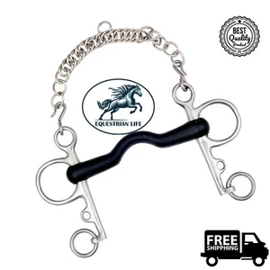 Rubber Port Mouth Pelham Horse Bit (EQUESTRIAN LIFE ® LTD) SAME DAY DISPATCH - Picture 1 of 5