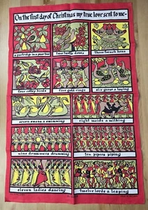 Vintage Ulster Weavers Linen Tea Towel 12 Twelve Days Of Christmas Ireland Vtg - Bild 1 von 14