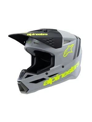 Alpinestars 2026 SM3 Radium Youth Motocross Helmet Grey Black Yellow Fluo Matt - Image 1 of 4