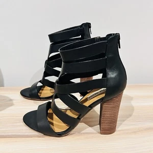 Steve Madden Women’s Shoes ‘Cruizz’ Black Leather Strappy Booties Size 9 - Picture 1 of 12