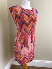 LES PETITES COLLECTION pink patterned sleeveless silk shift dress size T2 (S)