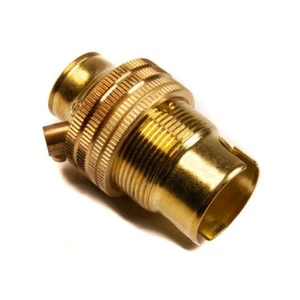Messing Lampenfassung klein Bajonettverschluss SBC (B15d) Birnenfassung 1/2" Schraubgewinde - Bild 1 von 4