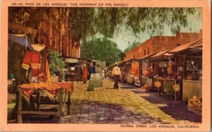 Olvera Street Los Angeles outdoor market California 1940s postcard a109 - Picture 1 of 2