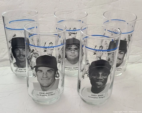 1982 MLB Los Angeles Dodgers “THE BOYS” Set of 5 Drinking Glasses RARE Baseball Cover