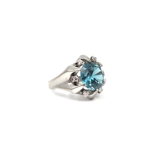 14kt Weißgold Ring 5.2ct Topas Diamanten 585 Gold Schmuck 14K Diamond 16.2mm 51 - Picture 1 of 17