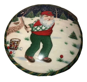 MIKASA Santa’s Putt Christmas Golfing Candy Trinket Box NIB Porcelain Fun Gift - Picture 1 of 11