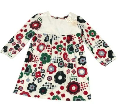 The Children's Place Christmas Dress Girls 4T White Red Green Long Sleeves Pleat - Image 1 of 4
